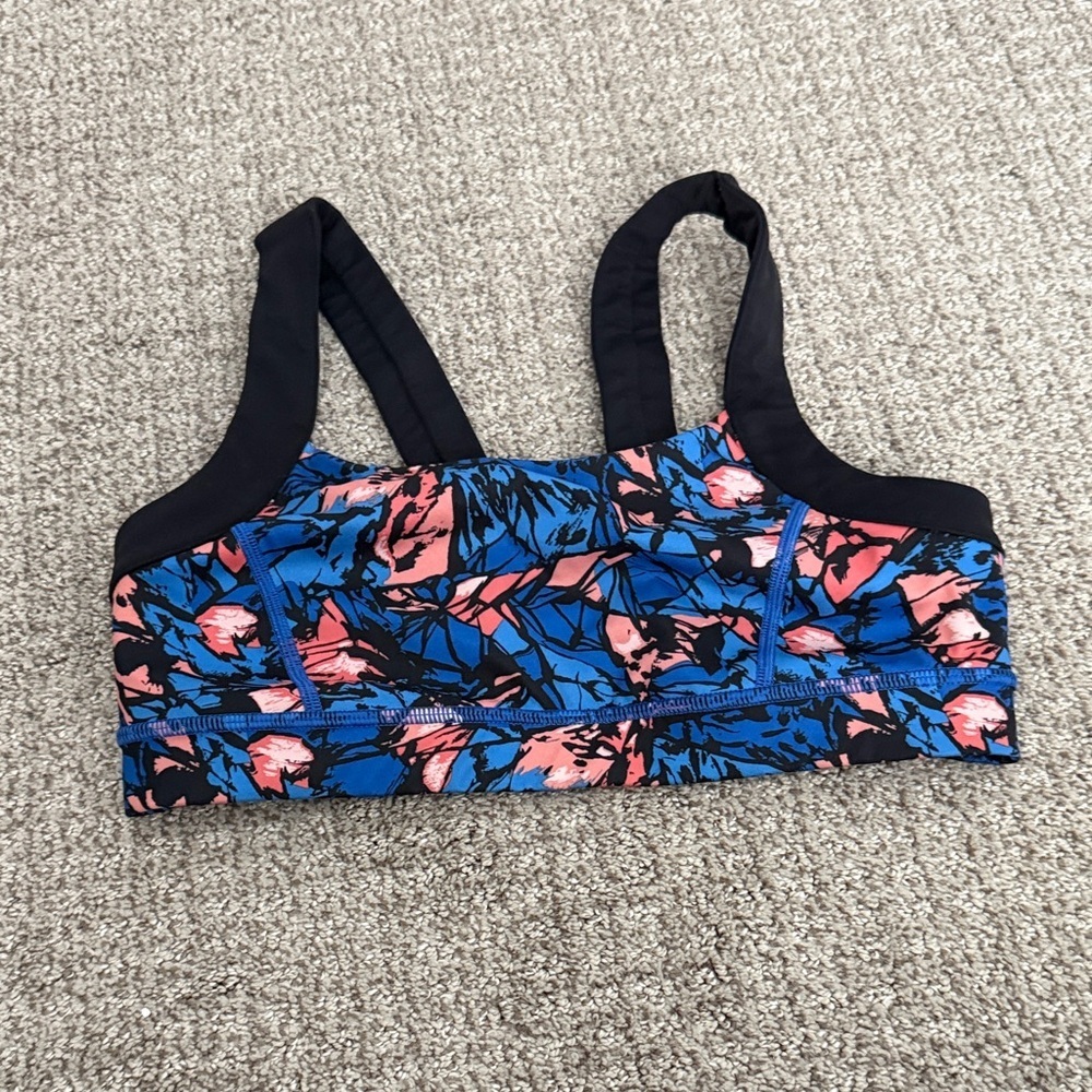 lululemon athletica Blue & Pink Floral Print Sports Bra